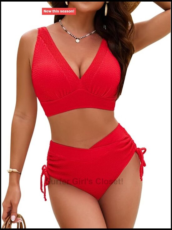 Other - High Waisted Bikini Sets Two Piece Swimsuits Tummy Control Drawstring Swimwear